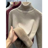 Fleece Lined High Neck Sweater – Thermal Knit Pullover Autumn & Winter 