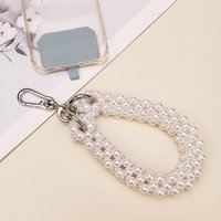 Mobile Phone Lanyard Short Wrist White Pearl Beads Beaded Pendant Phone Anti-loss Sling New Women’s Universal Portable