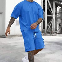  Summer Short Sleeve & Shorts Set – Breathable Cotton Blend Casual Streetwear Outfit Trendy Two Piece Hot Weather