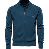 Cárdigan AIOPESON Argyle de color liso para hombre, informal, de calidad, con cremallera, de algodón, para invierno, básico, a la moda.