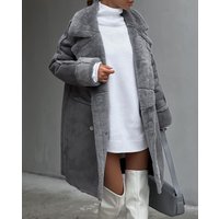 Furry Suede Coat Suit Collar Long Cardigan Long Sleeve Plush Jacket
