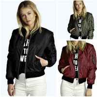 Autumn Winter Fashion Slim Jacket Casual Round Neck Solid Zipper Female No Hat Jacket Outwear