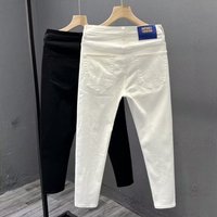 Men's Clothing Fashion Brand White And Black Handsome Jeans Men's Slim Fit Skinny Nine Point Boys' Pants Trousers Casual Pants Spring