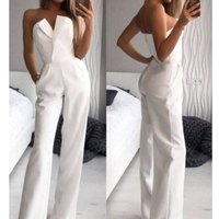 Women's spring and summer solid color splicing slim fit one-piece sleeveless long-sleeved one-shoulder jumpsuit