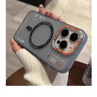 Matte Magnetic Phone Case iPhone 16 15 13 12 14 Pro Max Magsafe Wireless Charge Frosted Back Metal Lens Frame Buttons Cover