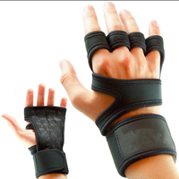 Cycling Gloves Leather Silicone Riding Gloves Fitness Gloves Weightlifting Gloves Half Finger Wristband Gloves