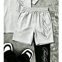 Men's Casual Street Style Lapel Short Sleeve With Letter Trendy Letter-print Street Style Elastic Waistband Shorts