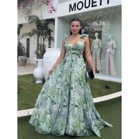 Women's Clothing Floral Print Dress Women's Sexy Halter Neck Vacation Style Pleated Long Skirt For Formal & Casual For Women