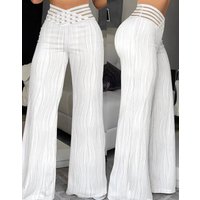 clothing Fashion High Waist Casual Pants Drapey Pleated Hollow Water Ripple Wide Leg Pants Trousers