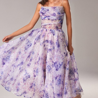 Summer Strapless Sleeveless Printed Hem Dress