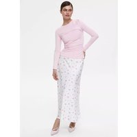 Women's Clothing Spring And Summer New Temperament Floral Satin Printed Drape High Waist Skirt