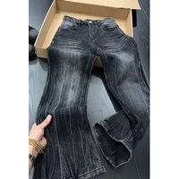 Men's Clothing Men's Lightning Wash Denim Pants - Vintage High Street Jeans (Retro Bootcut Style)