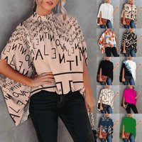 Elegant Batwing Sleeve Loose Blouses Top Summer Fashion O neck Print Casual Shirt Streetwear Female Clothing
