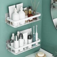 Black Gold Space Aluminum Shelf 2-Tier Wall Mount Organizer For Bathroom Kitchen No Drill Rustproof Multi-Purpose Storage