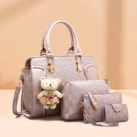 4pcs set Mother Daughter Bag Set – Embossed PU Tote & Crossbody 