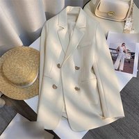 Women's Premium Gray Blazer British Style Slim Fit French Texture Spring Autumn Office Wear Jacket