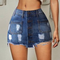 Clothing Denim Short Skirt Style Ripped Slim Hip Skirt Spot