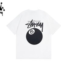 Stussy Black Eight Billiards Ball Printed Pattern Cotton Short Sleeved T-shirt0301-75