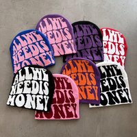 Autumn Winter Wool Knitted Hat Trendy Letters Jacquard Design Pullover Beanie