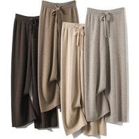 K New High-waisted Women's Korean-style Warm Knitted Wide-leg Straight Trousers; Women's Solid Color Loose Wide-leg Trousers
