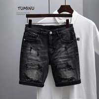 Clothing Denim Shorts Trendy Brand Summer Thin Style Net Celebrity Old Scratched Holes Beggar Shorts Trendy Versatile Shorts