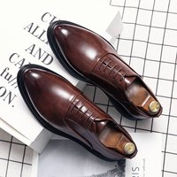 Men's Fashion Brown Business Derby Shoes New Lace-up Banquet Dress Shoes Office Black Wedding Groom Men's Shoes