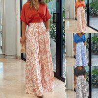 Clothing Shirt Top V Neck Fashion Print Wide Leg Pants Fashion Suit