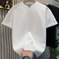Men's Relaxed V Neck Short Sleeve T-Shirt Summer Cleanfit American Style off Shoulder Top with Small Collar Base Layer