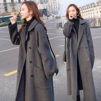 Clothing woolen coat mid length autumn winter loose knee length thickened woolen coat
