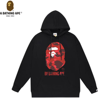 A Bathing APE BAPE-BAPE Front Ape Head Pattern Letter Print Pure Cotton Hooded Sweatshirt For Both Men And Women