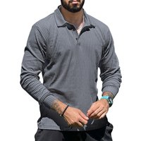 clothing Lapel long sleeve T shirt Foreign trade lapel polo shirt