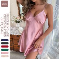 Sleepwears suspender nightdress sexy backless short skirt summer thin breathable ice silk dress pajamas