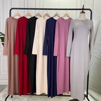 Summer Skirt Inner Dress Muslim Casual Dress Clothing Islamic Abaya Long Sleeve Maxi Slim Inner Dress
