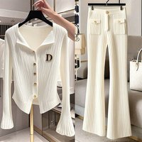 Women's Clothing White Trumpet Sleeve Knitted Cardigan