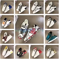 Designer Men Leather Calfskin Rubber Comfortable Outdoor Graffiti Sneakers Casual Walking Skateboarding Shoes Eu38-45