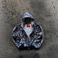 2025 Digital Printing Ins Street American Retro Zipper Hooded Sweatshirt One Piece