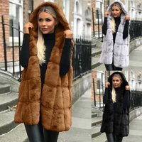  Faux Fur Hooded Vest Coat Lightweight Winter Jacket Streetwear Fashion 