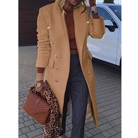 2022 Fashion Double Breasted Woolen Casual Elegant Lo Blazers Coat Lo Sleeve Female Outerwear Chic Tops