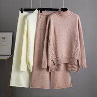 clothing station 2023 autumn winter fashion style sweater suit drape knitted wide leg pants two piece suit fashion