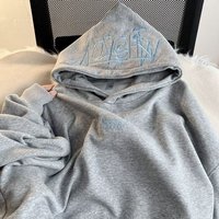 Heavy duty letter embroidery hooded sweatshirt high street autumn winter loose versatile trendy