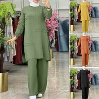 Clothing Solid Two Piece Clothing Sportswear Elegant Temperament Long Sleeved Shirt Wide Leg Pants Set