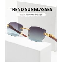 Small box fashionable frameless sunglasses trendy leopard head sunglasses
