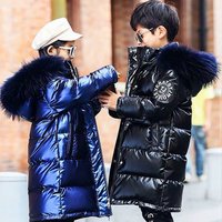 Winter Padded Jacket Long Down Padded Jacket Padded Jacket Thickened Warm Bright Leather Waterproof