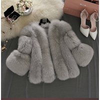 "Luxury Fox Fur Coat – Premium Vegan Fur Detachable Hood & Windproof Lining "