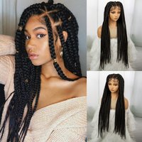 360 ° full lace African heavy handmade woven wig braid headband with baby hair 32inch long