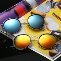 Retro round frame sunglasses film sunglasses European American fashion trends metal sunglasses ocean lenses glasses
