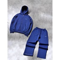 Men's Wholesale Personalized Printed Long Sleeved Hoodie Sweatshirt with Zipper And Sweatpants Retro Streetwear Jacket