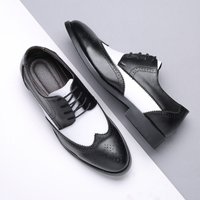 Menโs Shoes casual leather shoes round toe men's dress single shoes