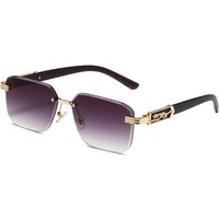 Frameless Sunglasses Leopard Print & Metal Decor