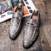 Suitable All Seasons Hair Stylist Suit Pants Snake Pattern Pointed Toe Casual Nightclub Bar Slip On Leather Shoes Fashion Show